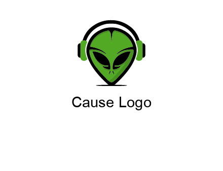 alien face with headphones logo