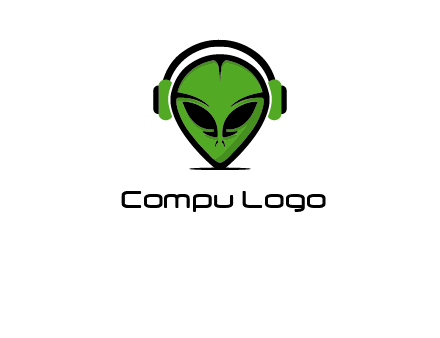 alien face with headphones logo