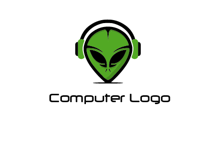 alien face with headphones logo