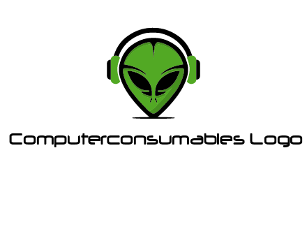 alien face with headphones logo