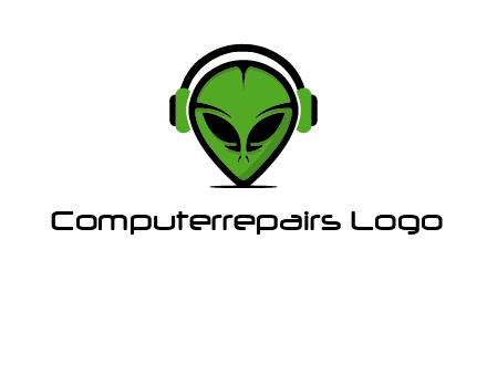 alien face with headphones logo