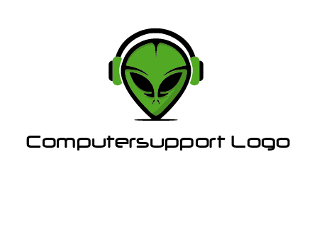 alien face with headphones logo