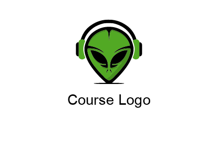 alien face with headphones logo