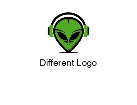 alien face with headphones logo