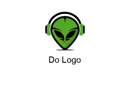 alien face with headphones logo