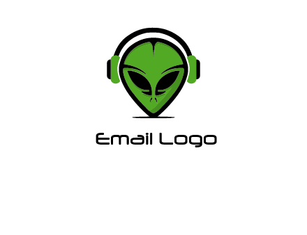 alien face with headphones logo