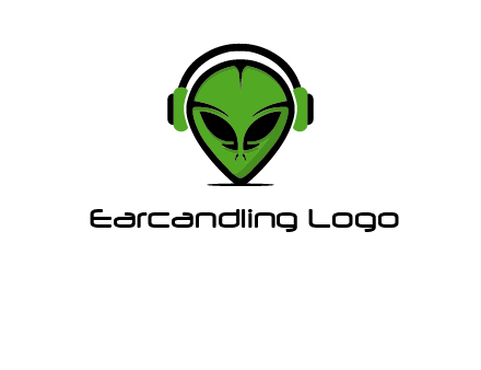 alien face with headphones logo