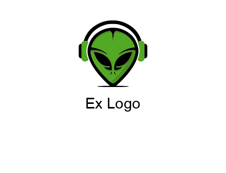 alien face with headphones logo