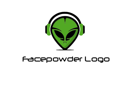 alien face with headphones logo