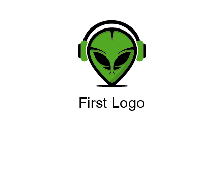 alien face with headphones logo