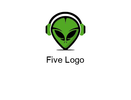 alien face with headphones logo