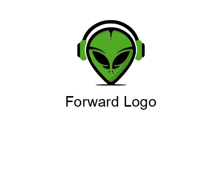 alien face with headphones logo