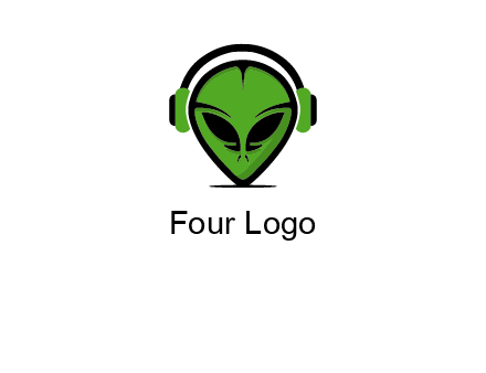 alien face with headphones logo