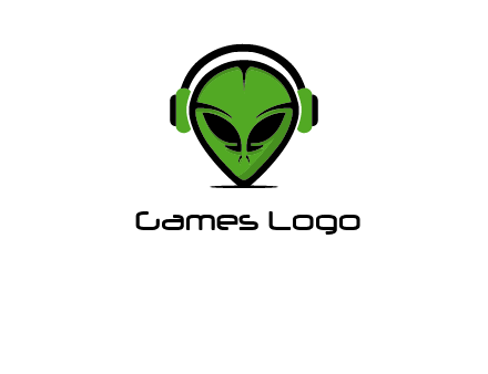 alien face with headphones logo