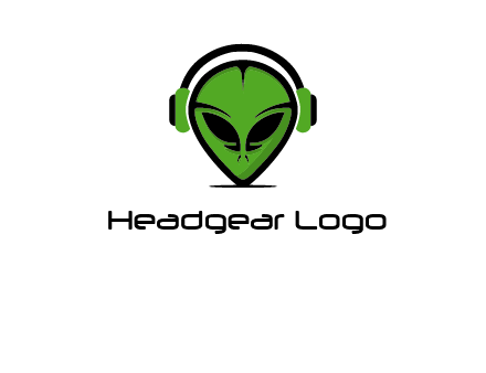 alien face with headphones logo