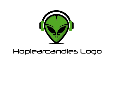 alien face with headphones logo