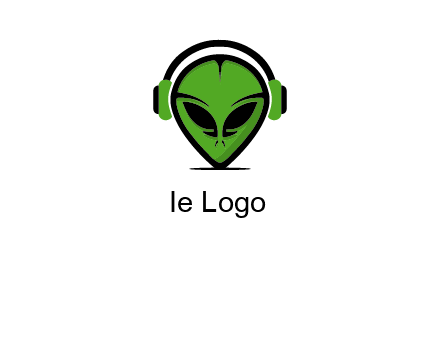 alien face with headphones logo