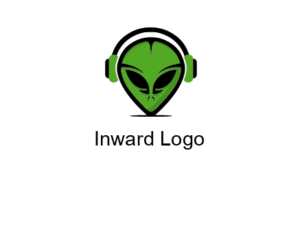 alien face with headphones logo