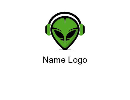 alien face with headphones logo