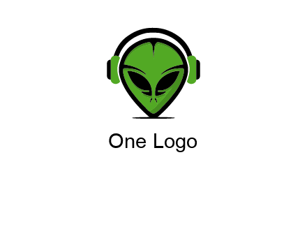 alien face with headphones logo