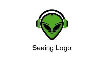 alien face with headphones logo
