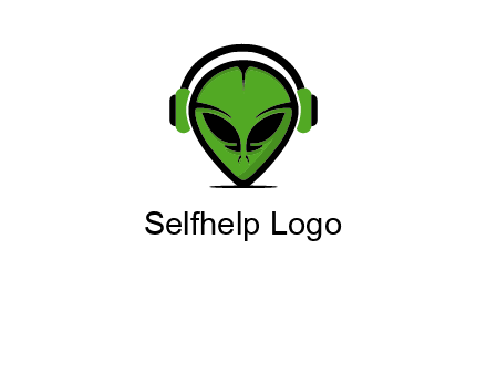 alien face with headphones logo