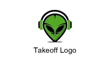 alien face with headphones logo