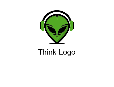 alien face with headphones logo