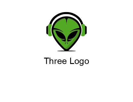alien face with headphones logo