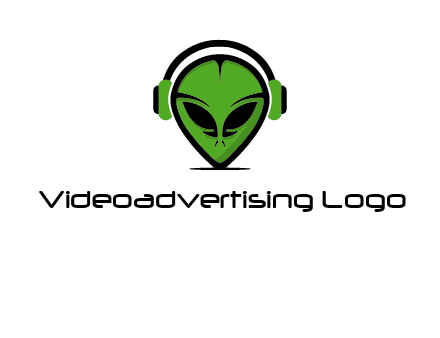 alien face with headphones logo