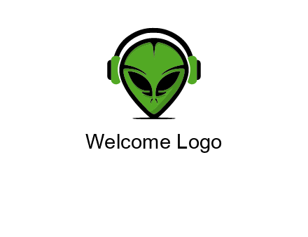 alien face with headphones logo