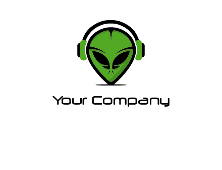 alien face with headphones logo