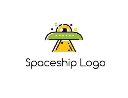 alien eye and spaceship logo