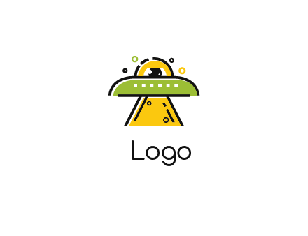 alien eye and spaceship logo