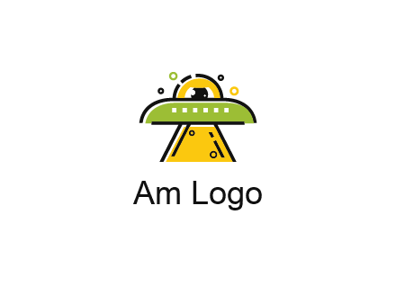 alien eye and spaceship logo