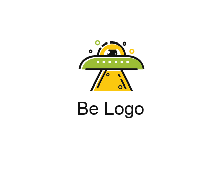 alien eye and spaceship logo