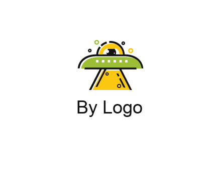 alien eye and spaceship logo