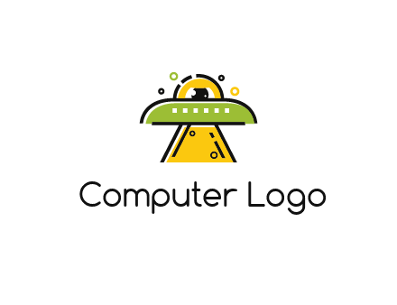 alien eye and spaceship logo
