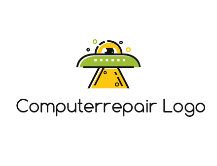 alien eye and spaceship logo