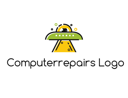 alien eye and spaceship logo