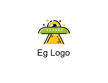 alien eye and spaceship logo