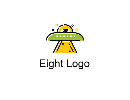 alien eye and spaceship logo