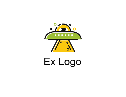 alien eye and spaceship logo