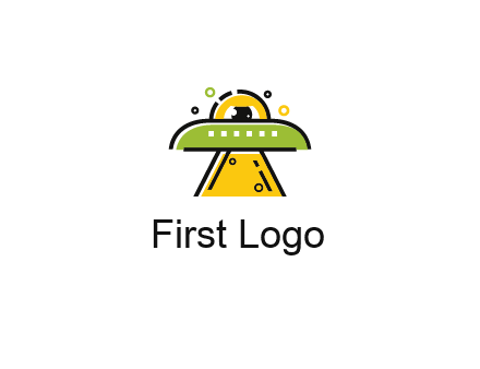 alien eye and spaceship logo
