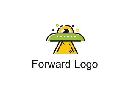 alien eye and spaceship logo