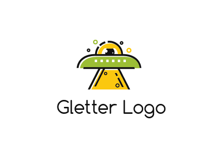 alien eye and spaceship logo