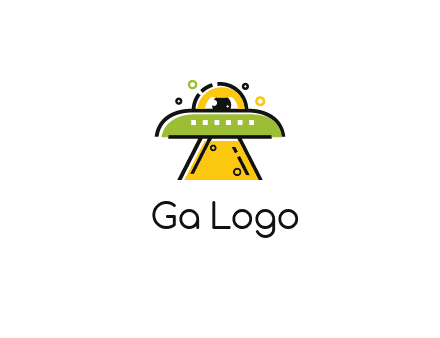 alien eye and spaceship logo