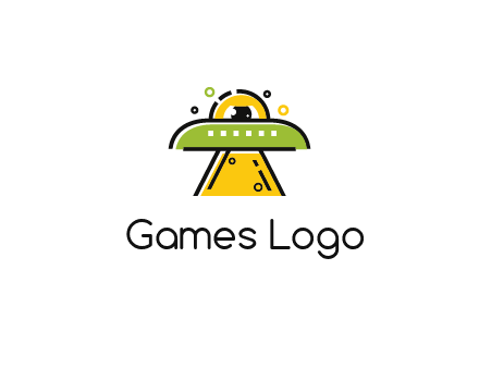 alien eye and spaceship logo