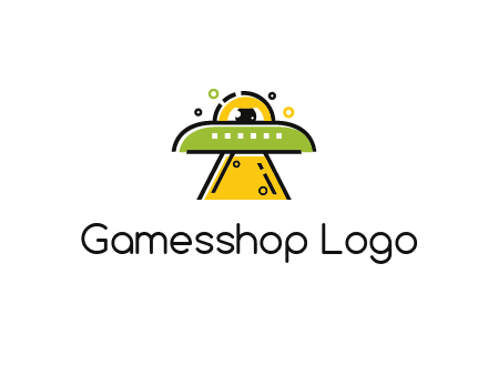 alien eye and spaceship logo