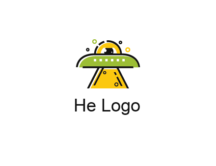 alien eye and spaceship logo